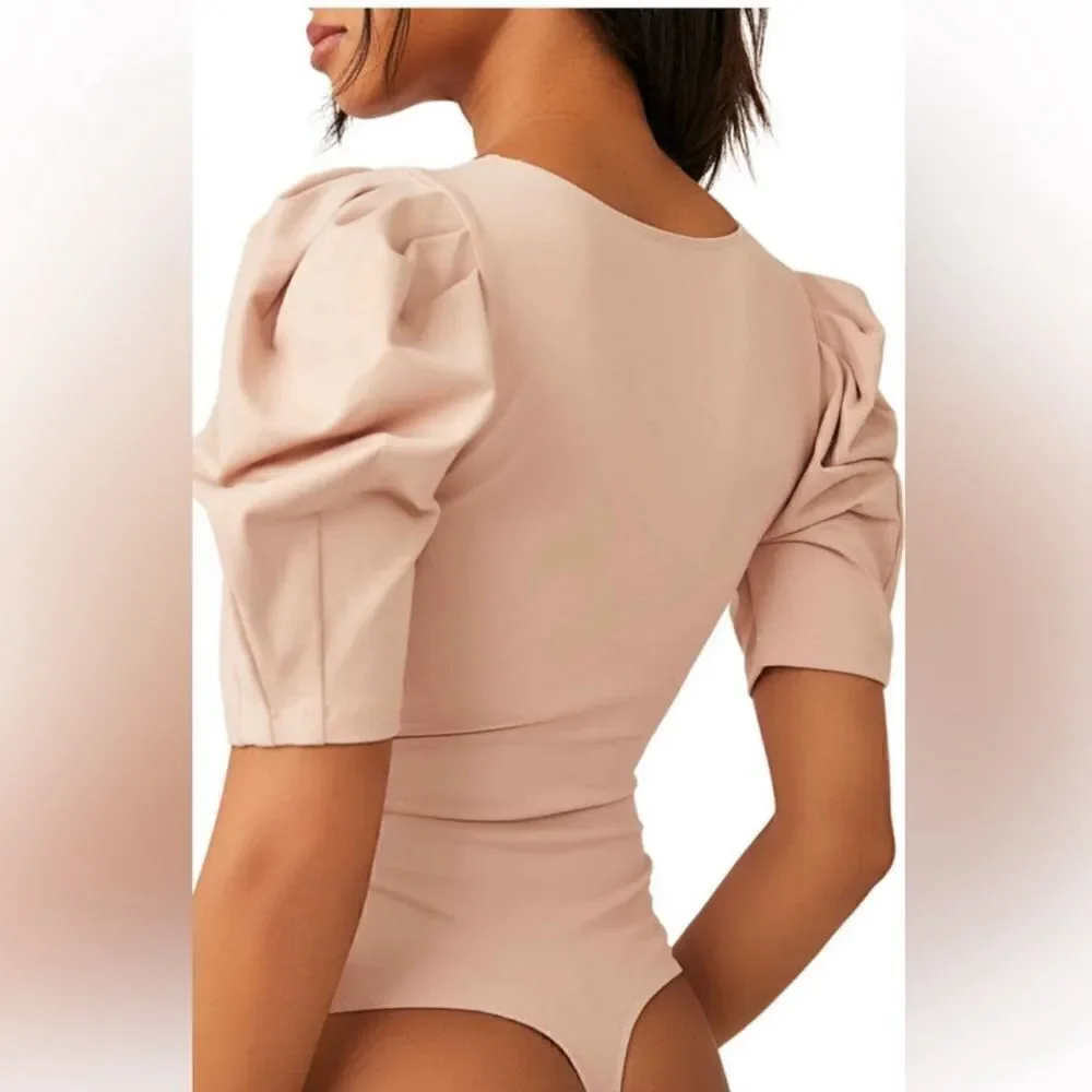 Free People Va Va Voop Puffed Sleeve Bodysuit